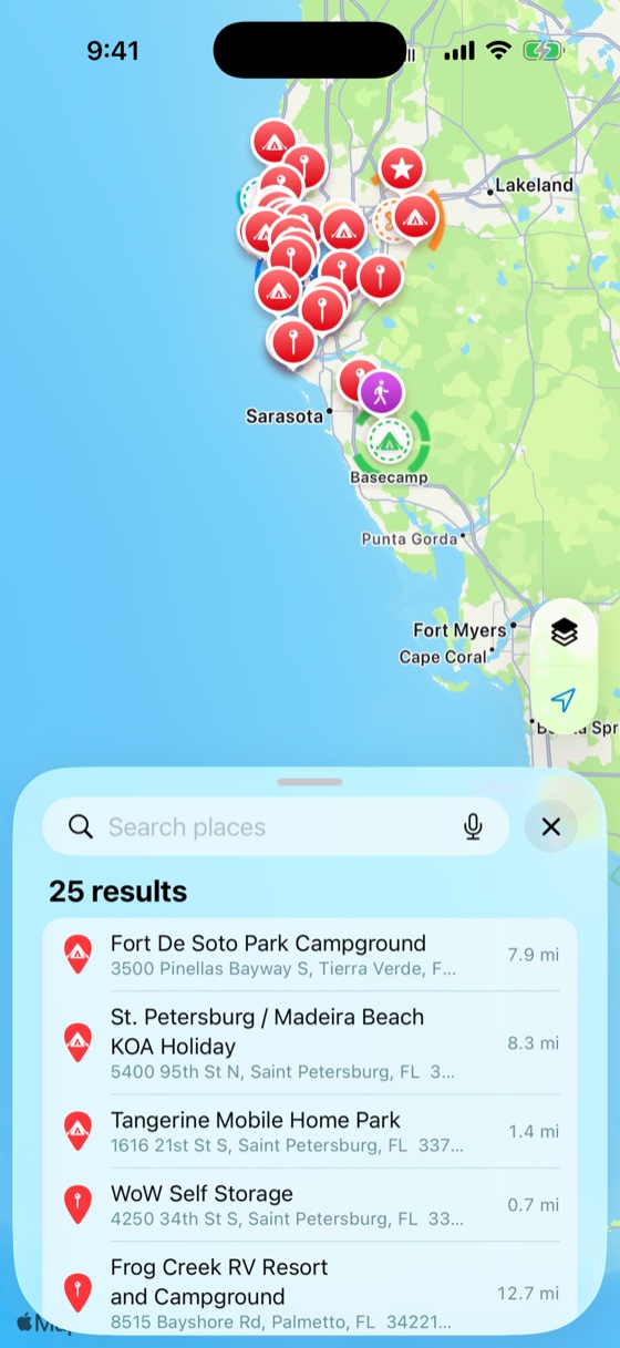 Searching for a place on the Milebound map