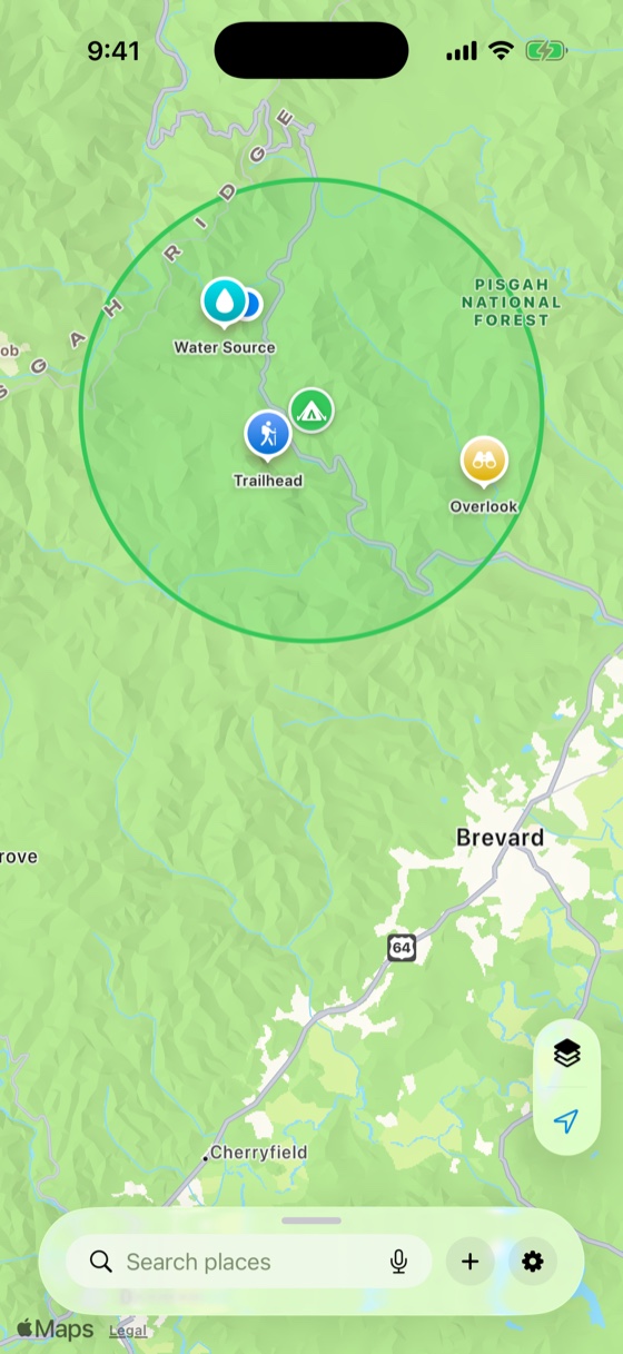 Dana's 3-mile circle in Pisgah